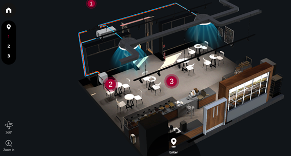  An overlooking view of the virtual cafe which demonstrates how LG’s HVAC solutions can be used in retail