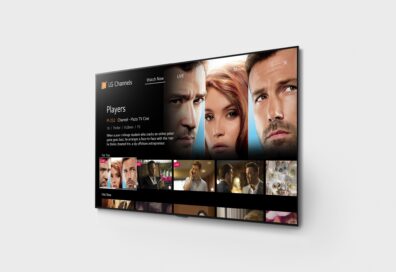 Angled view of LG Channels displaying the movie 'Players' on its Watch Now page