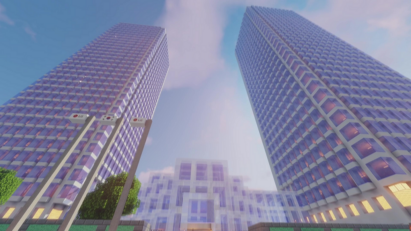 The LG Twin Towers built in the metaverse for the purpose of hosting graduation ceremonies for its employees.