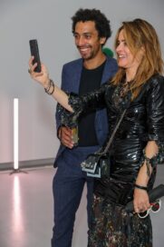 Juliette Larthe taking a selfie with Twiggy Garcia during the UK’s LG OLED R launch event.