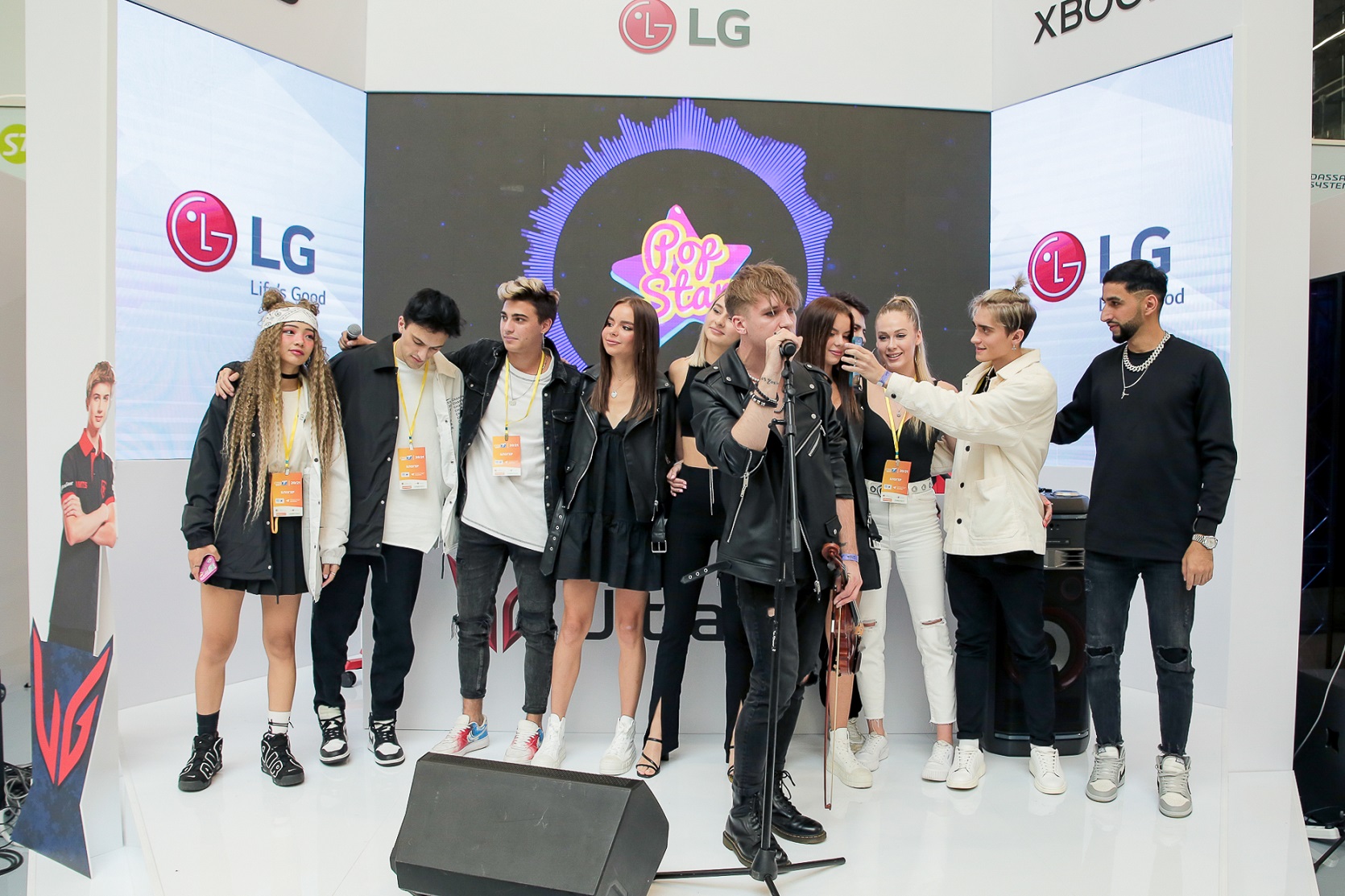 Artists from the TikTok POP Star House performing at the LG Electronics booth during Streamfest 2021.