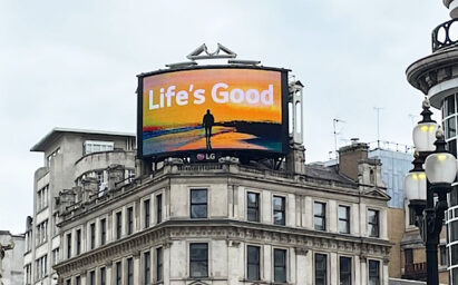Life’s Good Film on London Piccadilly Square.