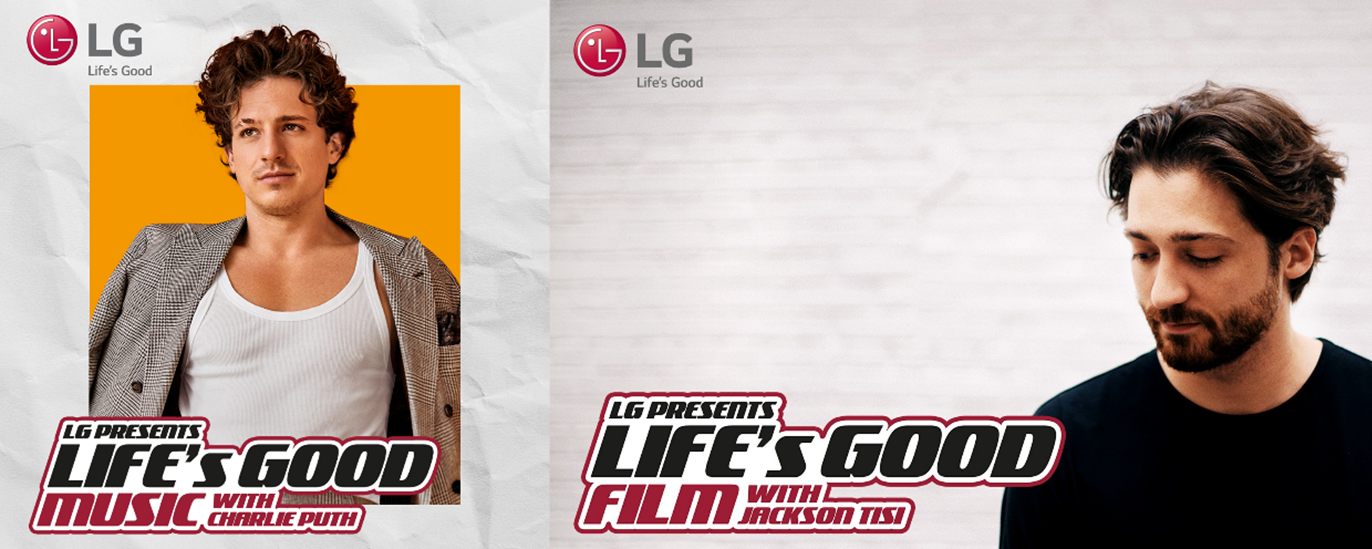	
LG’s Life's Good campaign posters with pictures of Charlie Puth and Jackson Tisi 