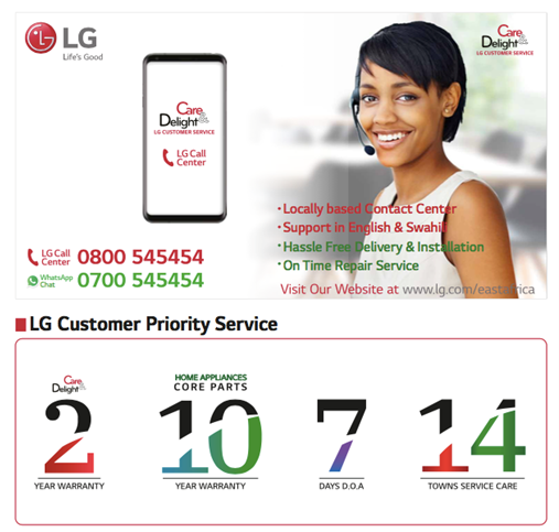 A promotional image for LG Customer Service, 