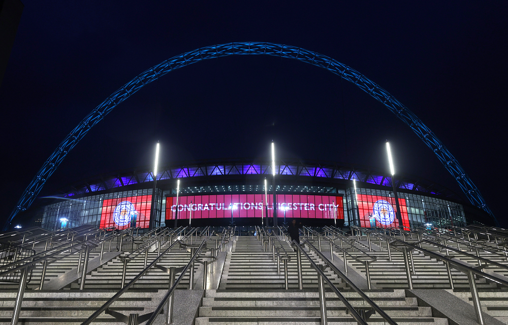 An image of new LED facade erected at the Wembley stadium (Night/Front view)