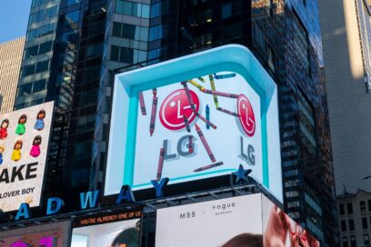 The LG screen in Times Square, New York City, advertising LG through amazing imagery.