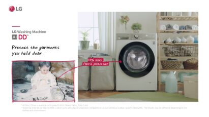 The “Care for What You Wear” campaign video with LG washer taking care of precious old baby garments.