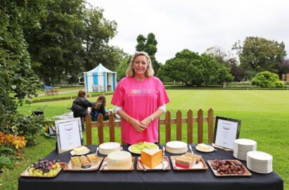 A photo of the Red, White and Blue Cheeseboard set up for guests at the Hurlingham Arts Festival.