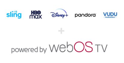 The ‘powered by webOS TV’ logo below the logos of popular global streaming services coming to the TVs