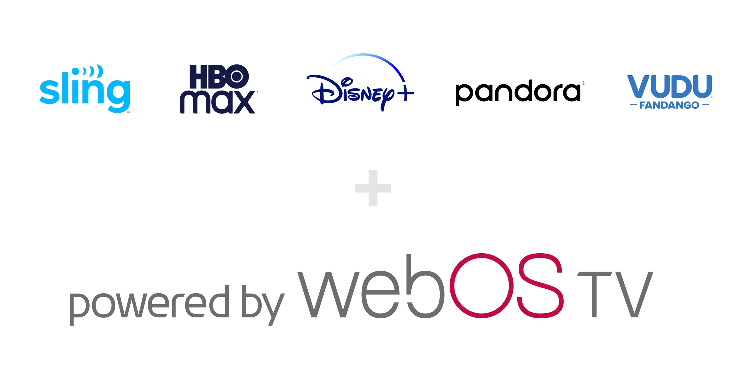 The ‘powered by webOS TV’ logo below the logos of popular global streaming services coming to the TVs 