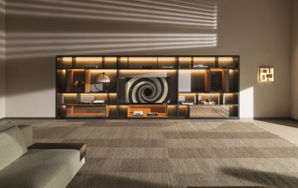 LG OLED TV harmonizing with Molteni&C's luxurious living room furniture. 