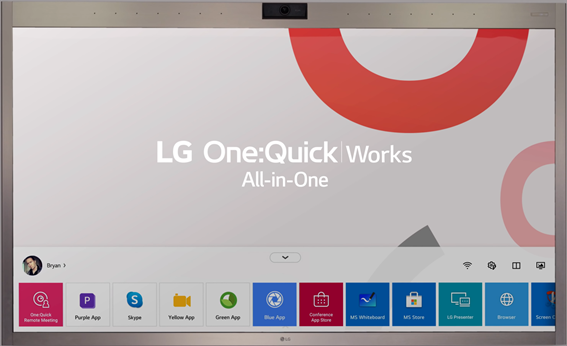 One:Quick Works’ screen displaying its built-in applications along the bottom.