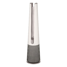 A front view of LG PuriCare AeroTower Beige air purifying fan.