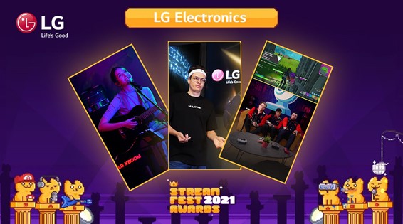 Three pictures of participants of the Streamfest Awards 2021 hosted online by LG. 