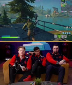 Gambit Esports pro gamers playing the Fortnite video game during Streamfest Awards 2021.