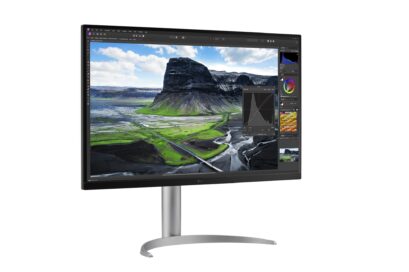 Diagonal view of LG UltraFine monitor