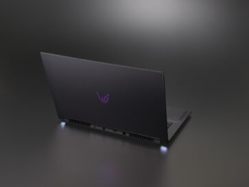 Rear image of LG UltraGear gaming laptop showing UltraGear logo on the lid