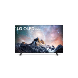 Front view of the 42-inch LG OLED evo C2 model beautifully displaying the summit of a mountain and the universe through OLED’s spectacular contrast levels and colors.