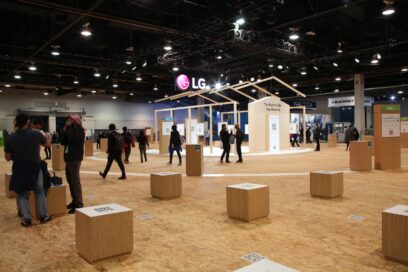 Visitors at CES 2022 looking around various booths