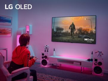 A gamer being completely immersed in a video game at home thanks to LG OLED TV’s Dolby Vision at 4K 120Hz