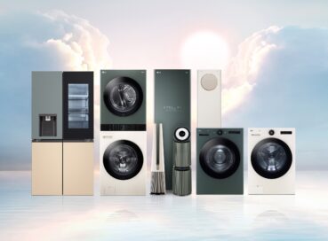 LG Upgradable appliances product line up including the InstaView refrigerator, WashTower washer and dryer set, PuriCare AeroTower air purifying fan, PuriCare air purifier, Tower air conditioner, Styler and AI DD washer and dryer