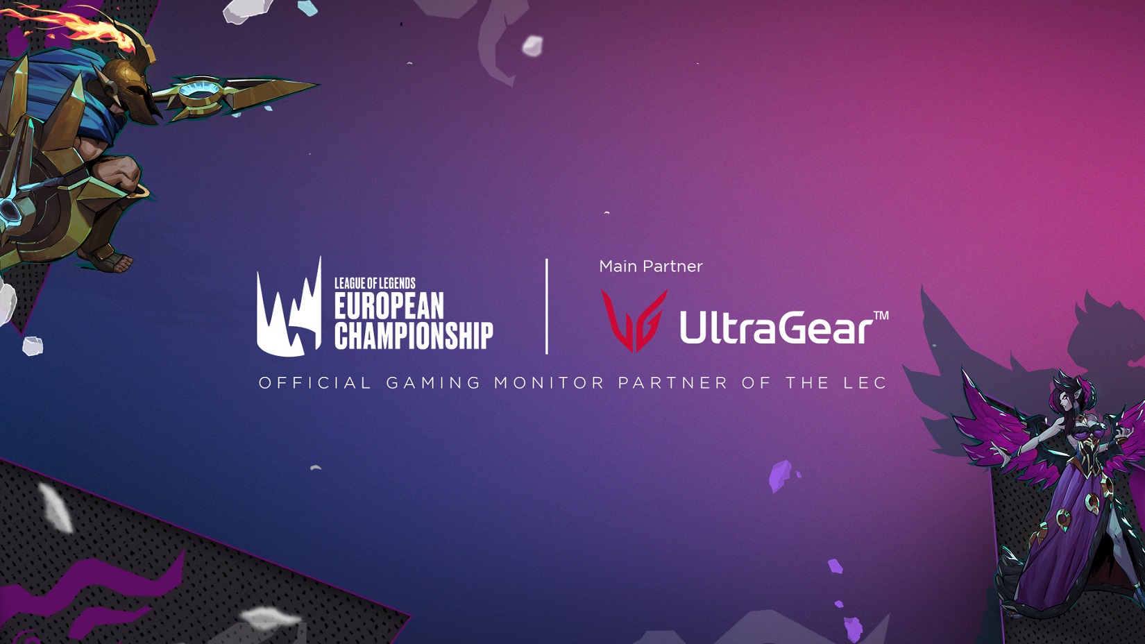 Partnership image with official logos of League of Legends European Championship and LG UltraGear

