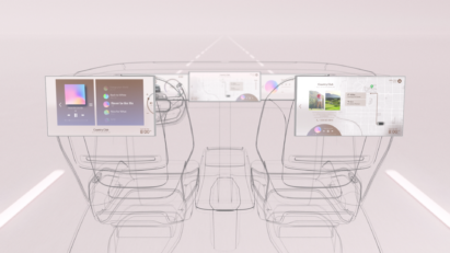 A screenshot from the LG VS Company online video depicting the digital cockpit designed by LG.