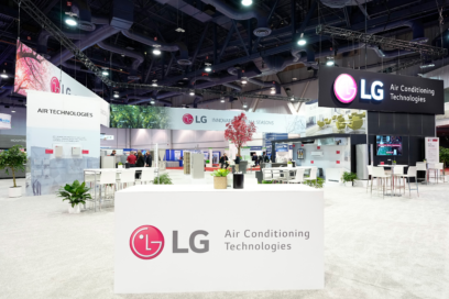 LG's booth at AHR Expo where various LG appliances are displayed