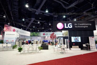 LG's booth at AHR Expo with many of its HVAC appliances displayed
