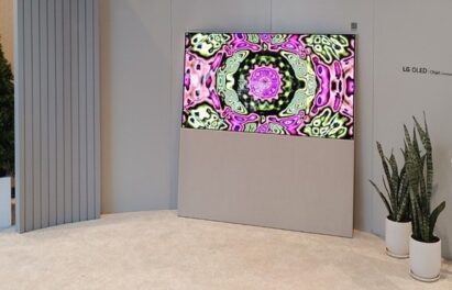 Kevin McCoy's artwork is displayed on LG OLED TV