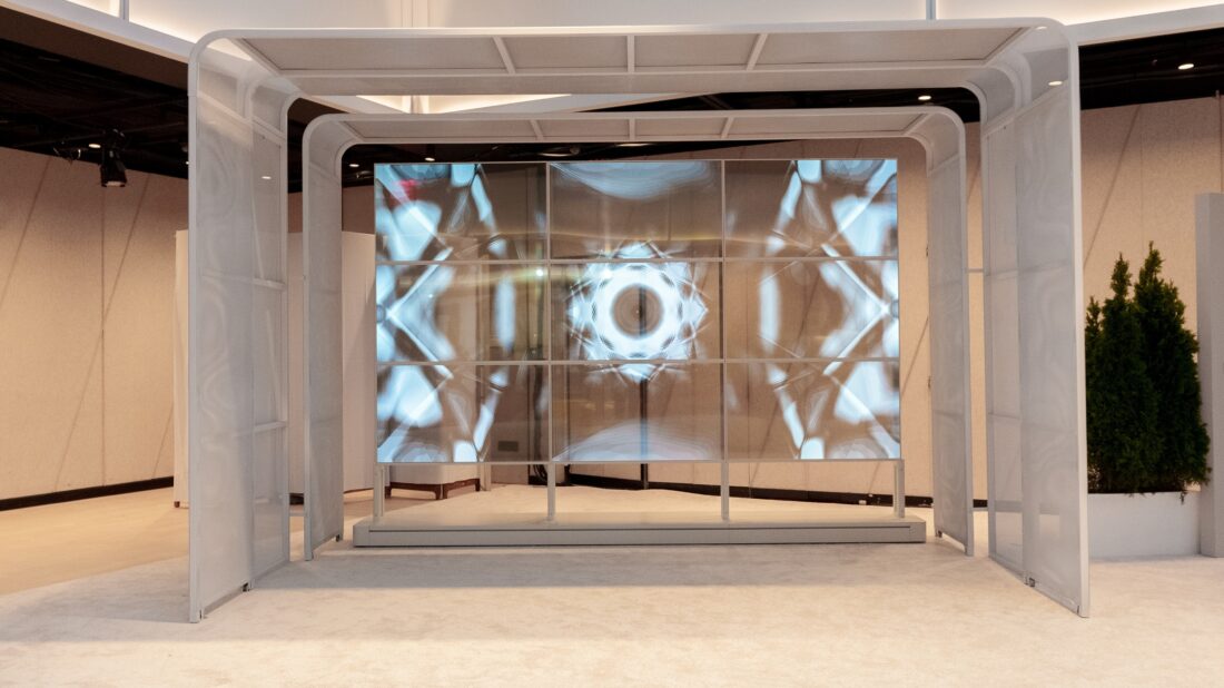 Kevin McCoy's artwork displayed on LG OLED TV at the Frieze New York 2022 art fair in Manhattan