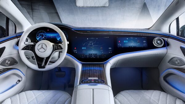 The MBUX Hyperscreen inside Mercedes-Benz EQS