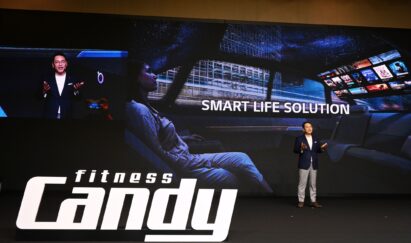 LG Electronics CEO Cho Joo-wan presenting a new venture during the launch ceremony of Fitness Candy at Conrad Seoul on Thursday