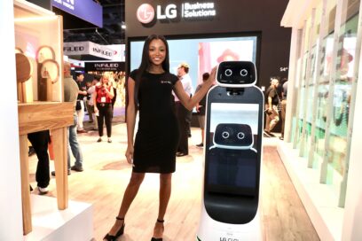 A diverse lineup of LG's LED signage products and autonomous robots showcased in Las Vagas at InfoComm 2022.