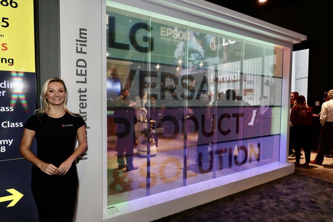 A diverse lineup of LG's LED signage products and autonomous robots showcased in Las Vagas at InfoComm 2022.