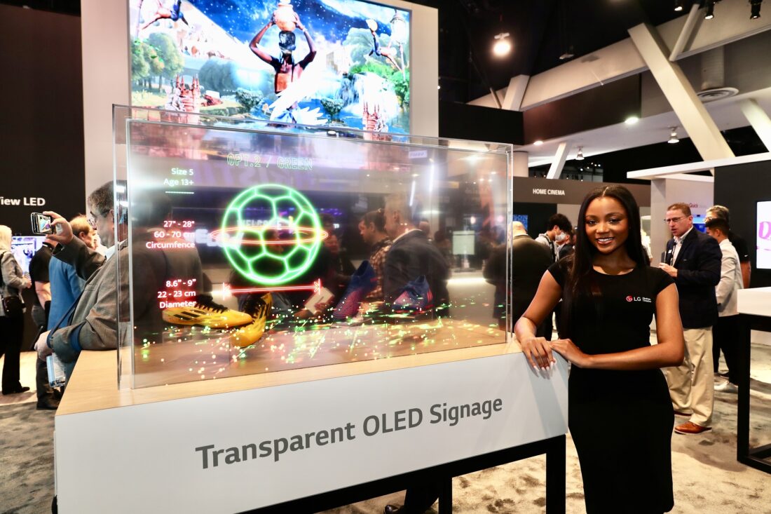 A diverse lineup of LG's LED signage products and autonomous robots showcased in Las Vagas at InfoComm 2022.