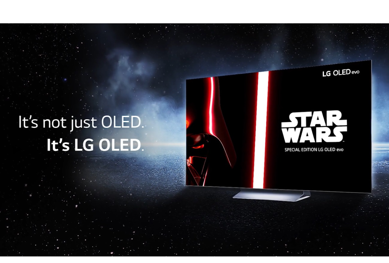 A image with Star Wars™ Special-Edition LG OLED evo and the phrase 'It's not just OLED, it's LG OLED'