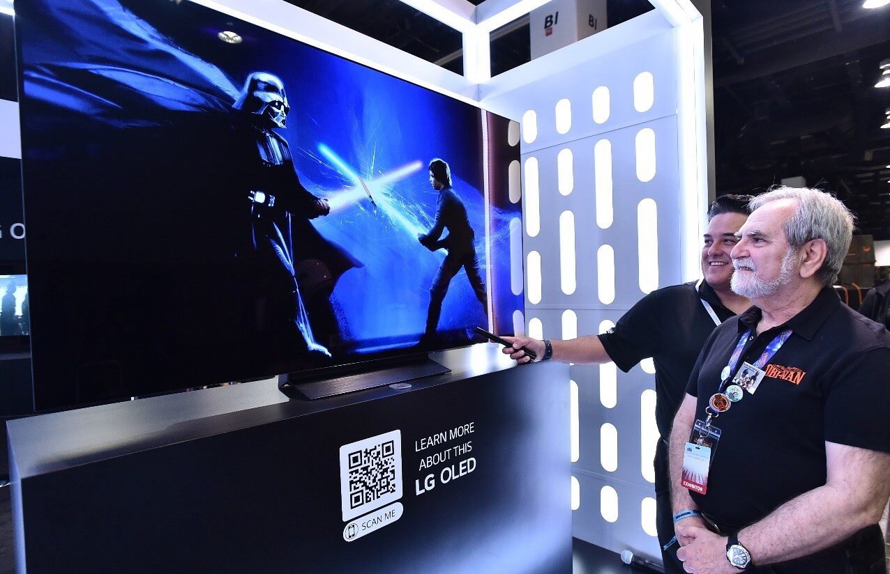 LG OLED TV showcased during a Star Wars celebration in Anaheim, California