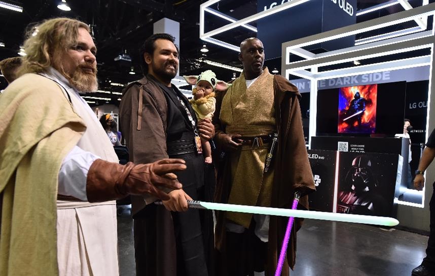 Visitors dressed up as characters in Star Wars at a Star Wars celebration in Anaheim, California