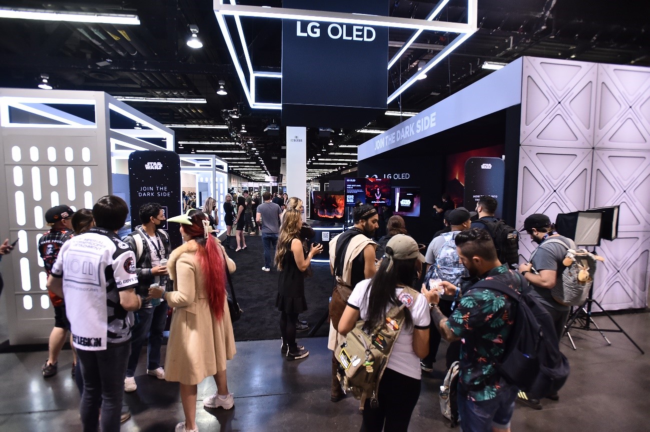 The view of LG OLED booth installed at a Star Wars celebration in Anaheim, California