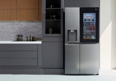 LG InstaView refrigerator placed in a contemporary style kitchen