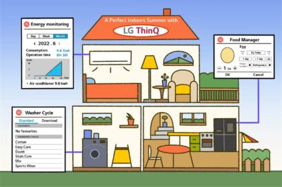 An illustration of LG ThinQ-installed house explaining how it can be perfect for summer