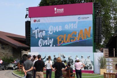 LG's digital billboard in Evian Resort Golf Club, France displaying a video of Busan, South Korea to promote the city as a host to World Expo 2030