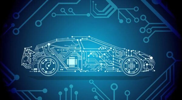 Illustration of a circuit in a figure of an automobile