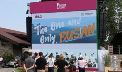 LG's digital billboard in Evian Resort Golf Club, France displaying a video of Busan, South Korea to promote the city as a host to World Expo 2030