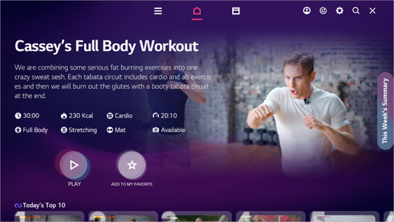 LG Smart TVs with webOS provides a wide range of workouts to help users achieve overall well-being