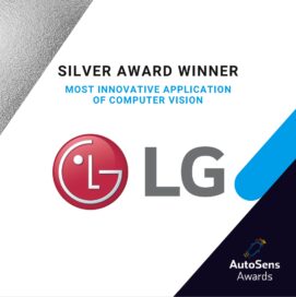 Image of Silver Award from AutoSens Awards given to LG with the phrase 