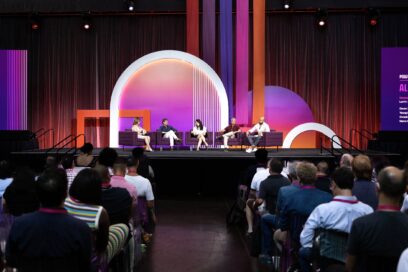 Left to right, Lori Schwartz of Storytech, Marco Marinucci of Mind the Bridge, Christine Moon of BlueSpace.Ai, Young Lee of Meta Reality Labs, and Devon Drew of DFD Partners on the Power Panel: All About the Pivot