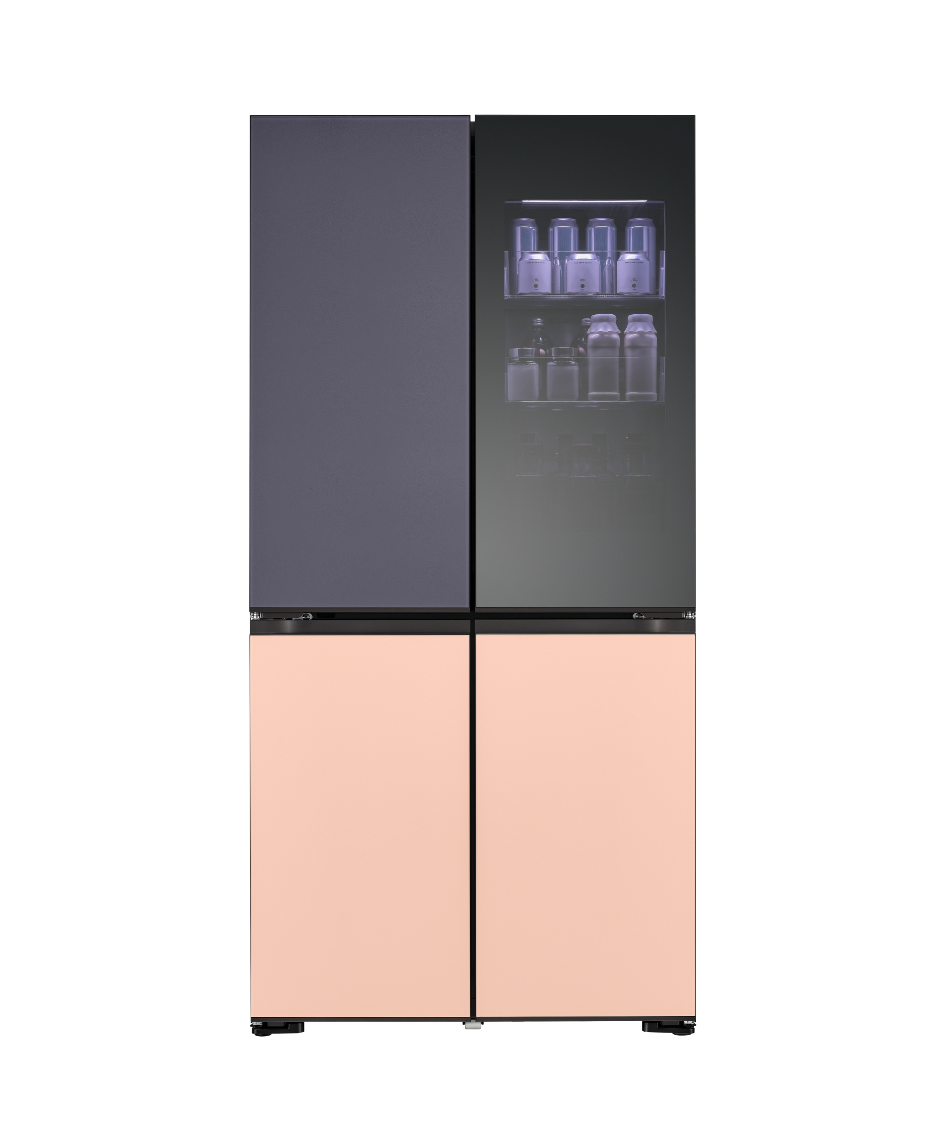 LG MoodUPTM refrigerator in Paris theme color with the light on