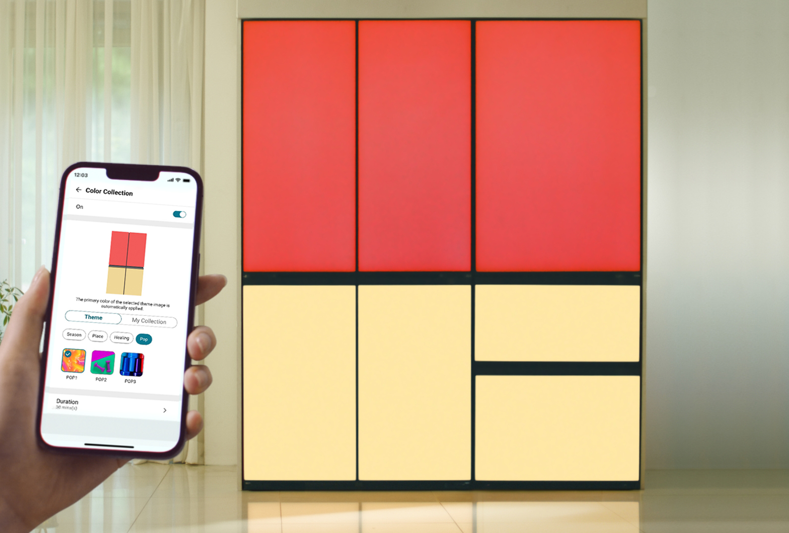 LG MoodUPTM refrigerator door panel colors can be changed via the ThinQ app